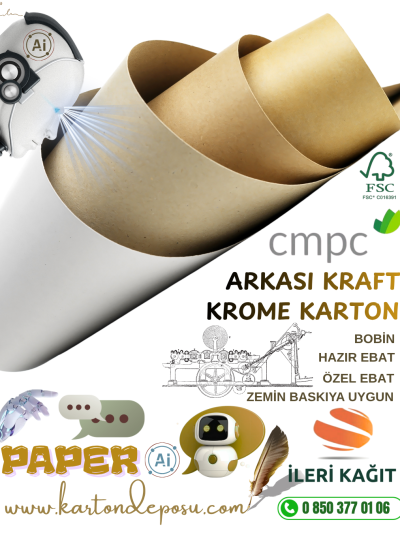 CMPC Arkası Kraft CKB Krome Karton 295 gr